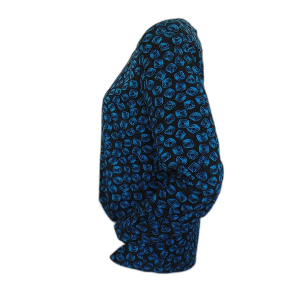 Vintage ALBERT NIPON Silk Blouse/Tunic, 8, Black/Blue, Geometric swirl - Picture 7 of 13